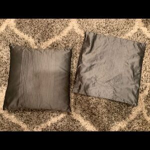 Modern line embroidered throw pillow cases silver grey white (2) 18 x 18